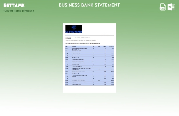 Модерен стил Извод на фирмата на Газпромбанк за Word и PDF Шаблон